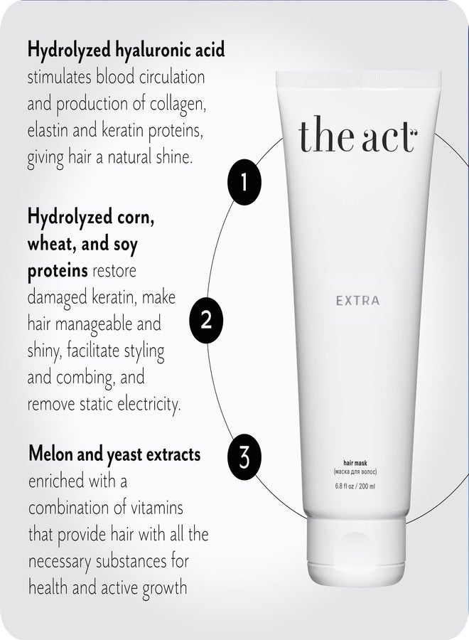 The Act Extra Nourishing Hair Mask with Argan Oil, Coconut Oil, Hyaluronic Acid - Intense Hydration, Repair for All Hair Types - Ideal for Curly and Damaged Hair - 6.8 Fl oz - Image 4
